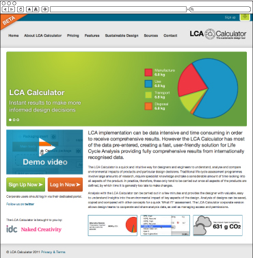 LCA Calculator Homepage
