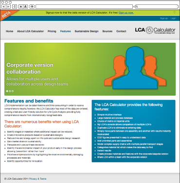 LCA Calculator Features