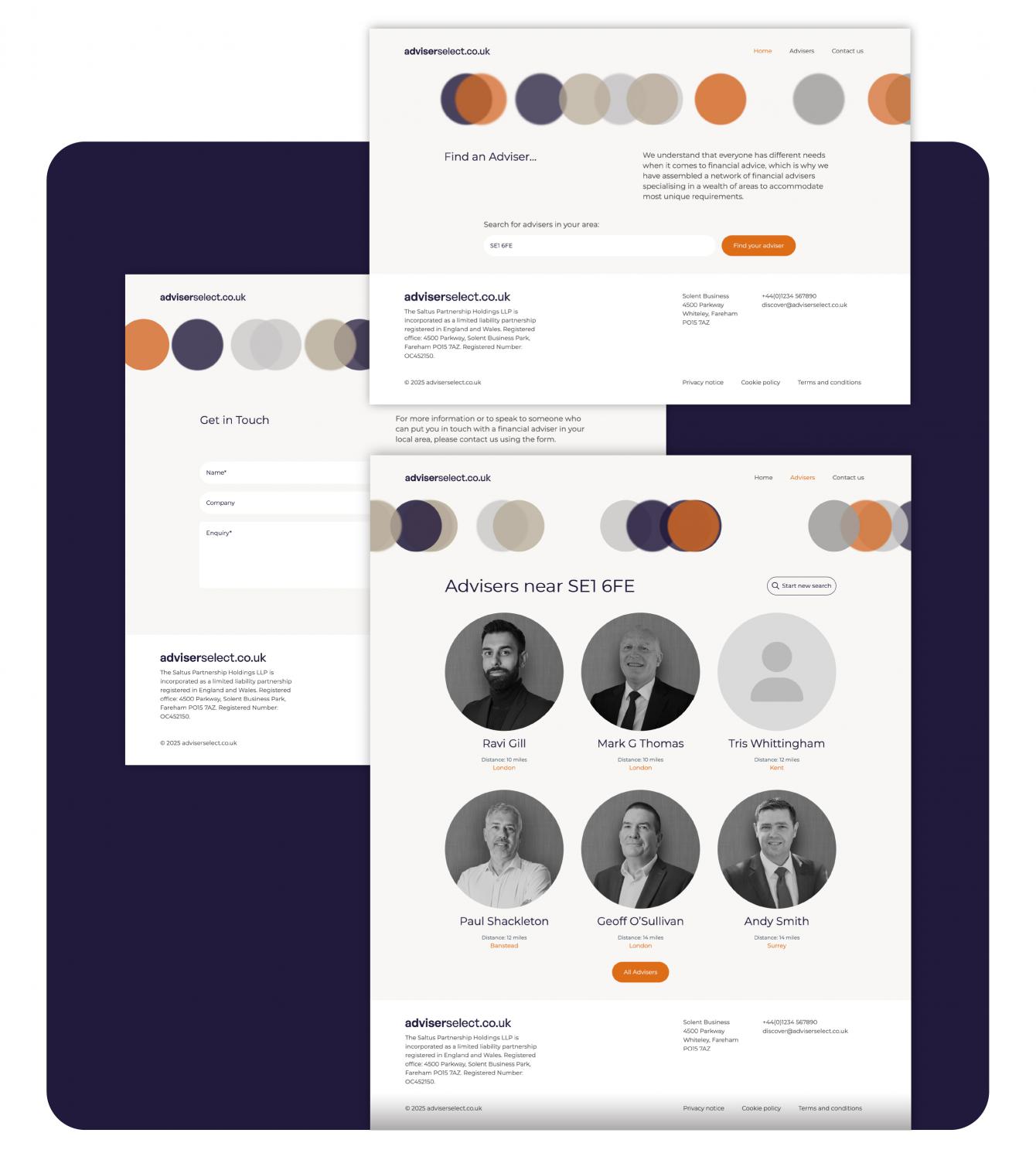 Adviser Select website - desktop